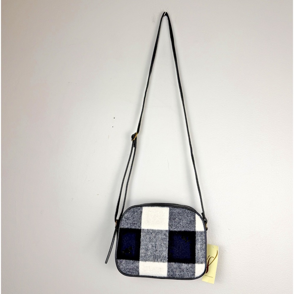 Collection 18 Crossbody Bag Women's Black White Check Adjustable Shoulder Strap